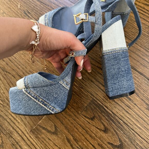 Free People Jeffrey Campbell Denim Daze Platform Heels 11 - Picture 4 of 8